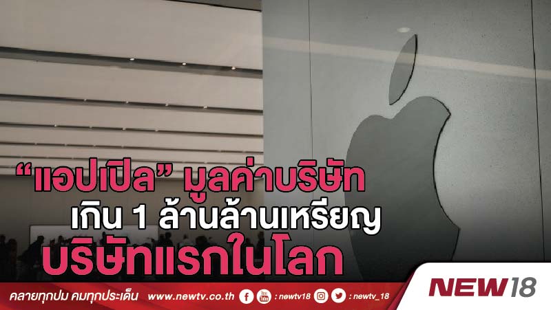 “แอปเปิล” มูลค่าบริษัทเกิน 1 ล้านล้านเหรียญบริษัทแรกในโลก 